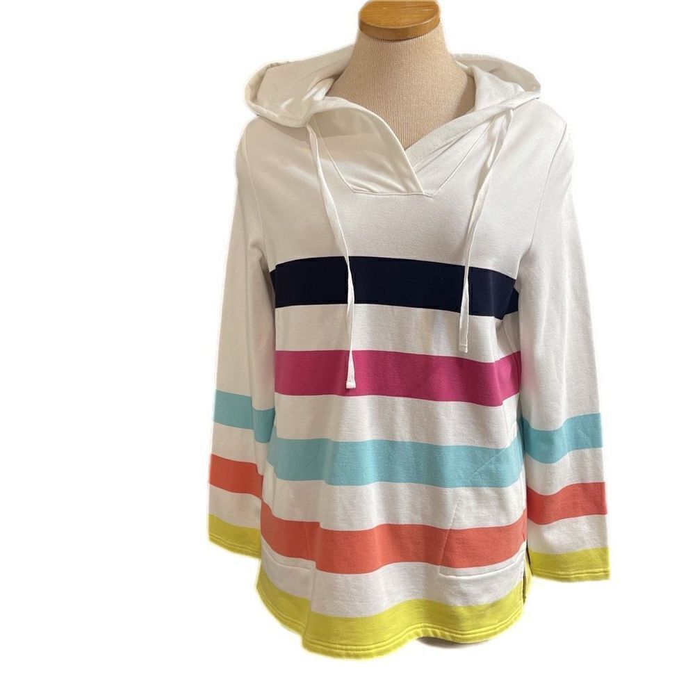 Talbots Stripe Sweatshirt Hoodie Size Large